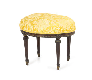 Louis XVI Style Yellow Silk Upholstered Footstool