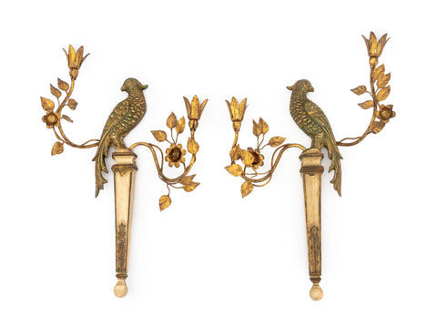 Palladio Giltwood Sconces, Pair