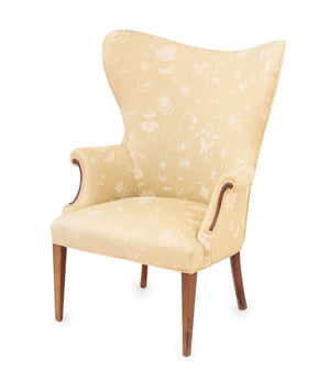 Botanical Print Upholstered Wingback Armchair