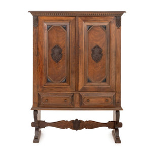 Renaissance Revival Walnut Linen Press