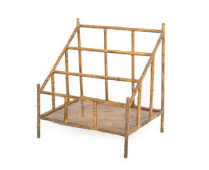 Hollywood Regency Gilt Faux Bamboo Canterbury