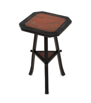 Japanese Ebonized and Paint-Decorated Tripod Table