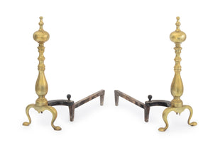 American Federal Style Brass Andirons, Pair