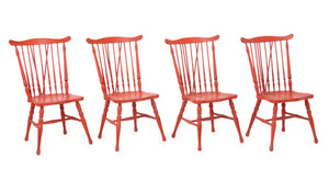 Windsor Style Red Painted Dining Chairs, 4