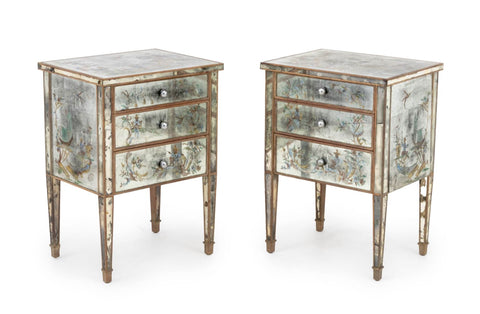 Chinoiserie Mirrored Chests of Drawers, Pair