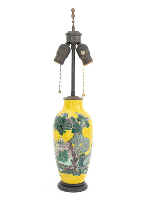 Chinese Famille Jaune Porcelain Vase as Lamp