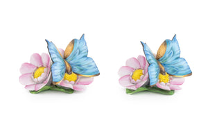 Herend Butterfly and Flower Porcelain Figurines, 2