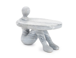 Gray Marble Seated Figure Form Cake Stand