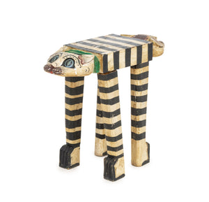 Folk Art Polychromed Double Cat Head Stool