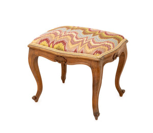 Louis XV Style Flame Stitch Upholstered Stool