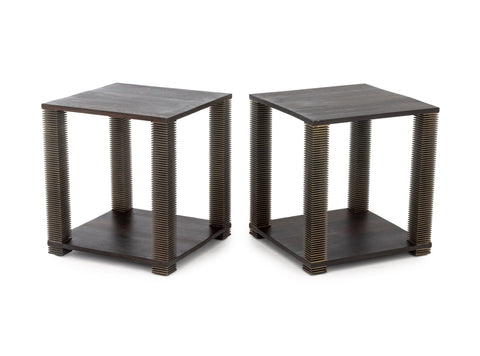 Chris Berlin Ipe and Stainless Steel Tables, Pair
