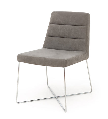 Ligne Roset Gray Suede Upholstered Side Chair