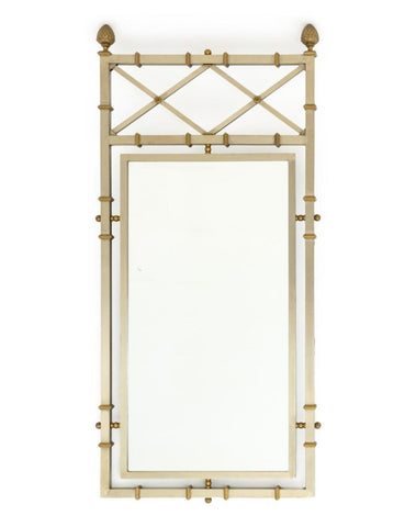 Maison Jansen Style Steel & Brass Mirror