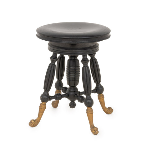 Victorian Ebonized Circular Piano Stool, ca. 1900