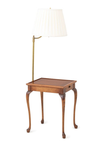 Queen Anne Style Side Table with Swing Arm Lamp