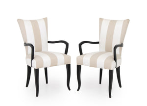 Modern Black Lacquered Armchairs, Pair