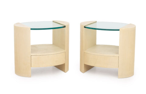 Jay Spectre Style Modern Bedside Tables, Pair