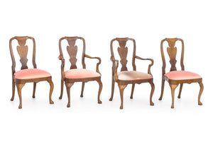 Queen Anne Style Walnut Dining Chairs, 4