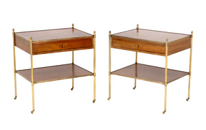 Maison Jansen Attr. Mahogany & Brass End Tables, 2