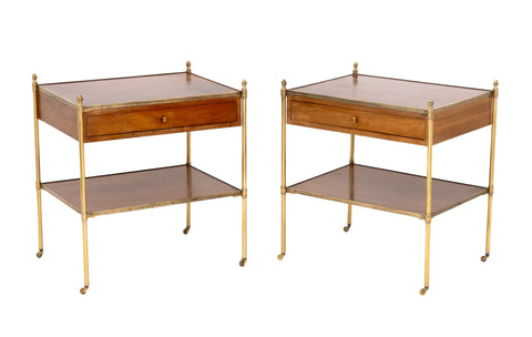 Maison Jansen Attr. Mahogany & Brass End Tables, 2