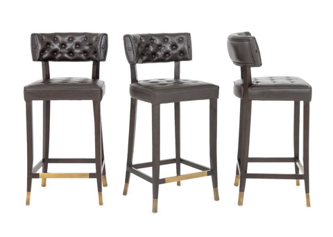 Brabbu Chocolate Leather Bar Stools, 3