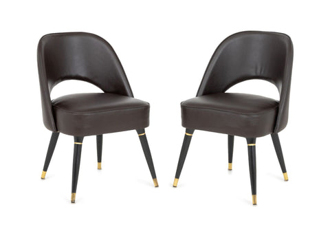 Mid-Century Modern Style Leather Chairs, Pair