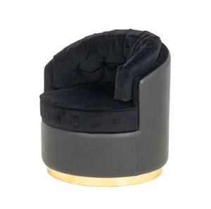 Luxxu "Otto" Black Velvet and Leather Armchair