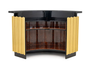 Art Deco Style Black Lacquered & Brass Bar Cabinet