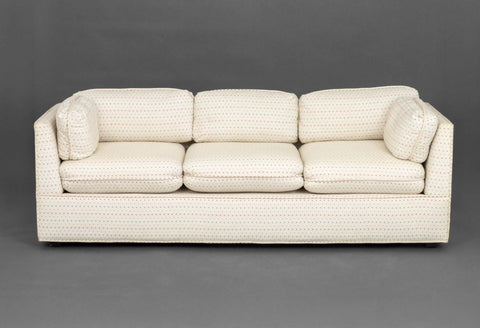 Modern Geometric Linen Upholstered 3-Seat Sofa
