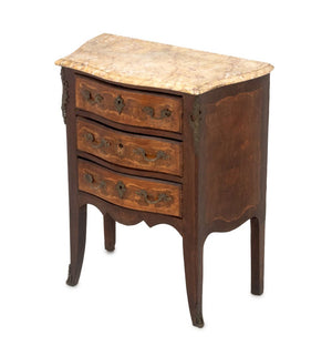 Louis XV Style Marble Top Mahogany Chest of Drawer