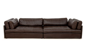 Stendig Brown Leather Three-Seat Sofa