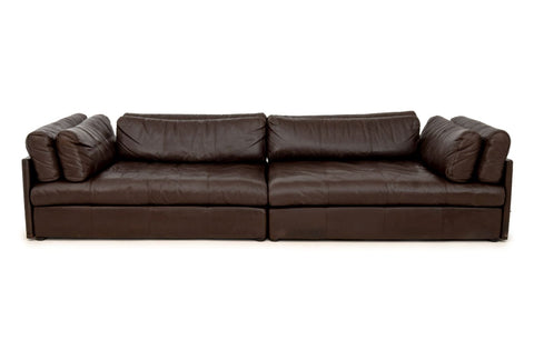 Stendig Brown Leather Three-Seat Sofa