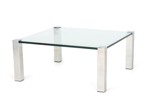 Italian Chrome and Glass Top Coffee Table