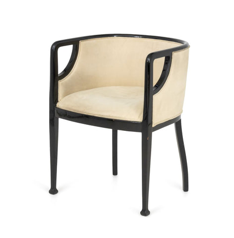 Art Deco Black Lacquered Tub Chair, ca. 1920