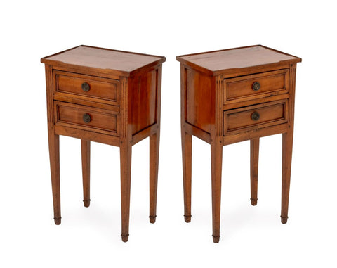 Louis XVI Style Fruitwood Bedside Tables, Pair