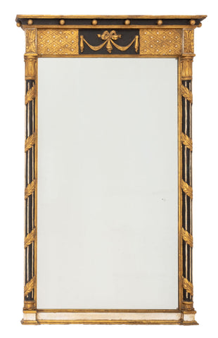 Neoclassical Style Ebonized and Giltwood Mirror