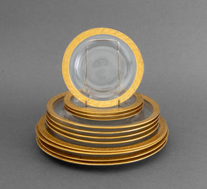 Modern Gilt Encrusted Glass Plates, 12
