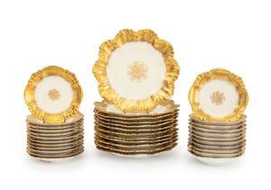Limoges Gilt Decorated Porcelain Tableware, 35 Pieces