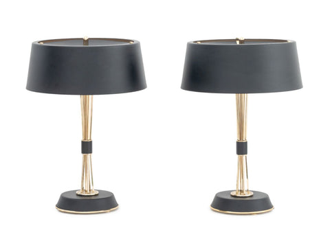 DelightFull Black and Gold-Tone Table Lamps, Pair