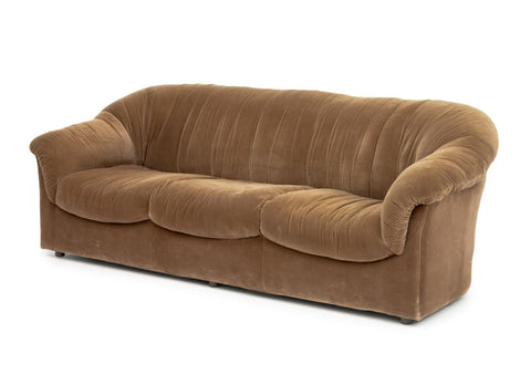 Italian Velvet Upholstered 3-Seat Sofa, 1970