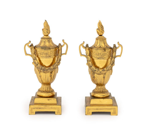 French Empire Bronze Candlestick-Cassolettes, 2