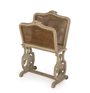 French Provincial Cane Paneled Magazine Rack