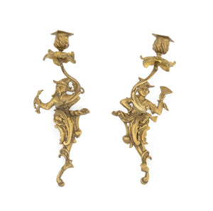 Louis XV Style Chinoiserie Brass Candle Sconces, 2