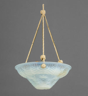 Ranc Freres Lalique Style Vintage Frosted Glass Plafonnier