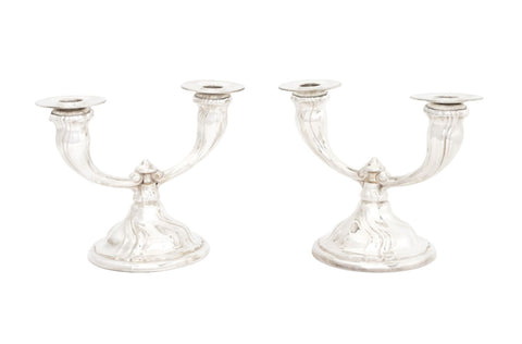 British Art Deco Silver Plate Candelabra, Pair