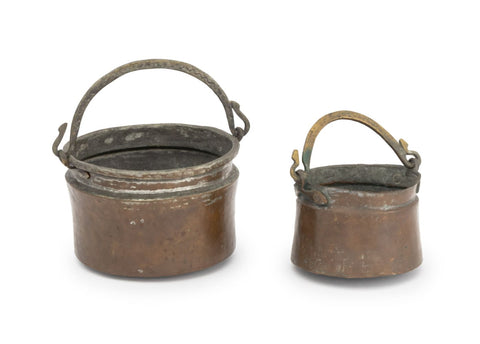 Antique Copper and Brass Cauldrons, 2