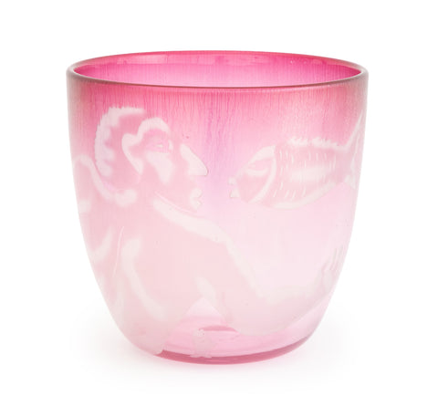 Steven Newell Pink Art Glass Bowl, 1981