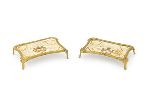 French Gilt Metal and Porcelain Trinket Dishes, 2
