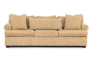 Modern Beige Chenille Upholstered Three-Seat Sofa
