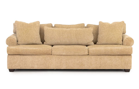 Modern Beige Chenille Upholstered Three-Seat Sofa